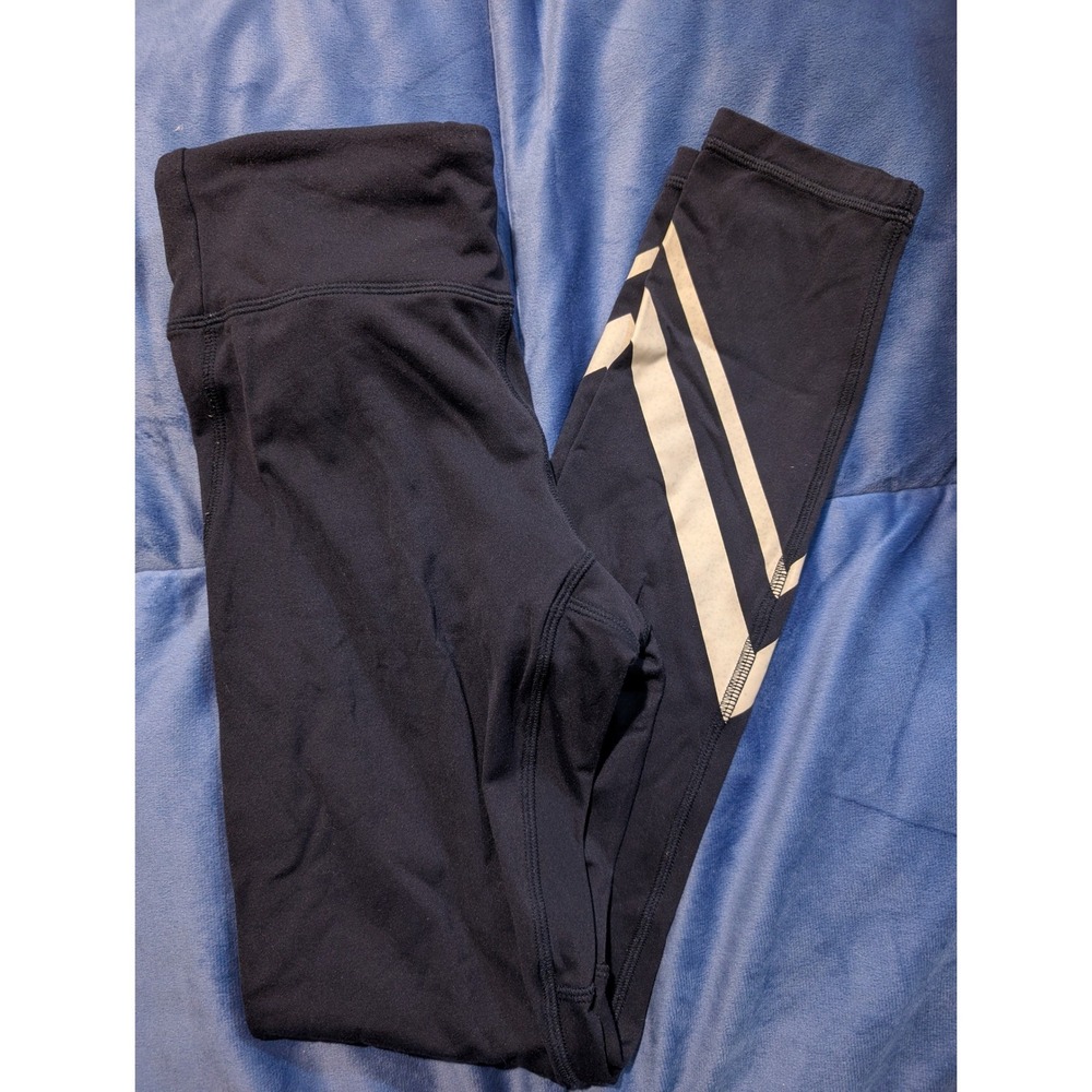 Tory Sport Navy Blue Athletic Leggings White Stripe Cropped‎ - Size S